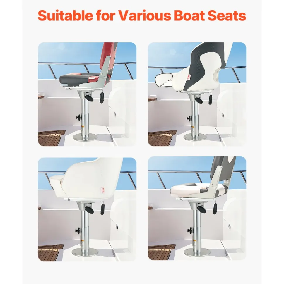 VEVOR Boat Seat Pedestal, Forward & Backward Sliding Adjustment, Aluminum Alloy Boat Chair Base with Slide, 5-inch Sliding Travel, Waterproof & Rust-resistant, Fit 2-7/8 Inch Diameter Pedestal Post