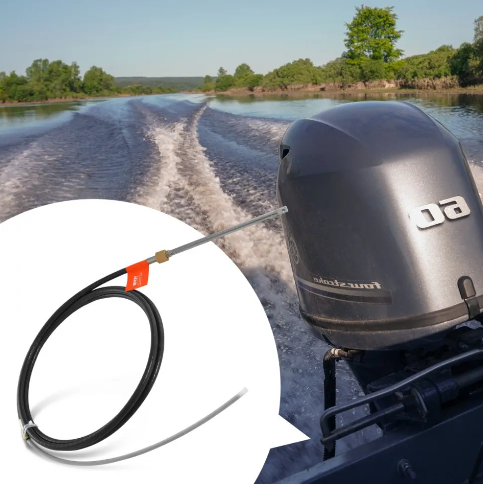VEVOR Boat Steering Cable, 17 Feet Outboard Marine Rotary Steering Cable, 1/2 Ton High Tensile Strength, Replacement Steering Cable Compatible with Most Single-Station Outboard Steering Systems
