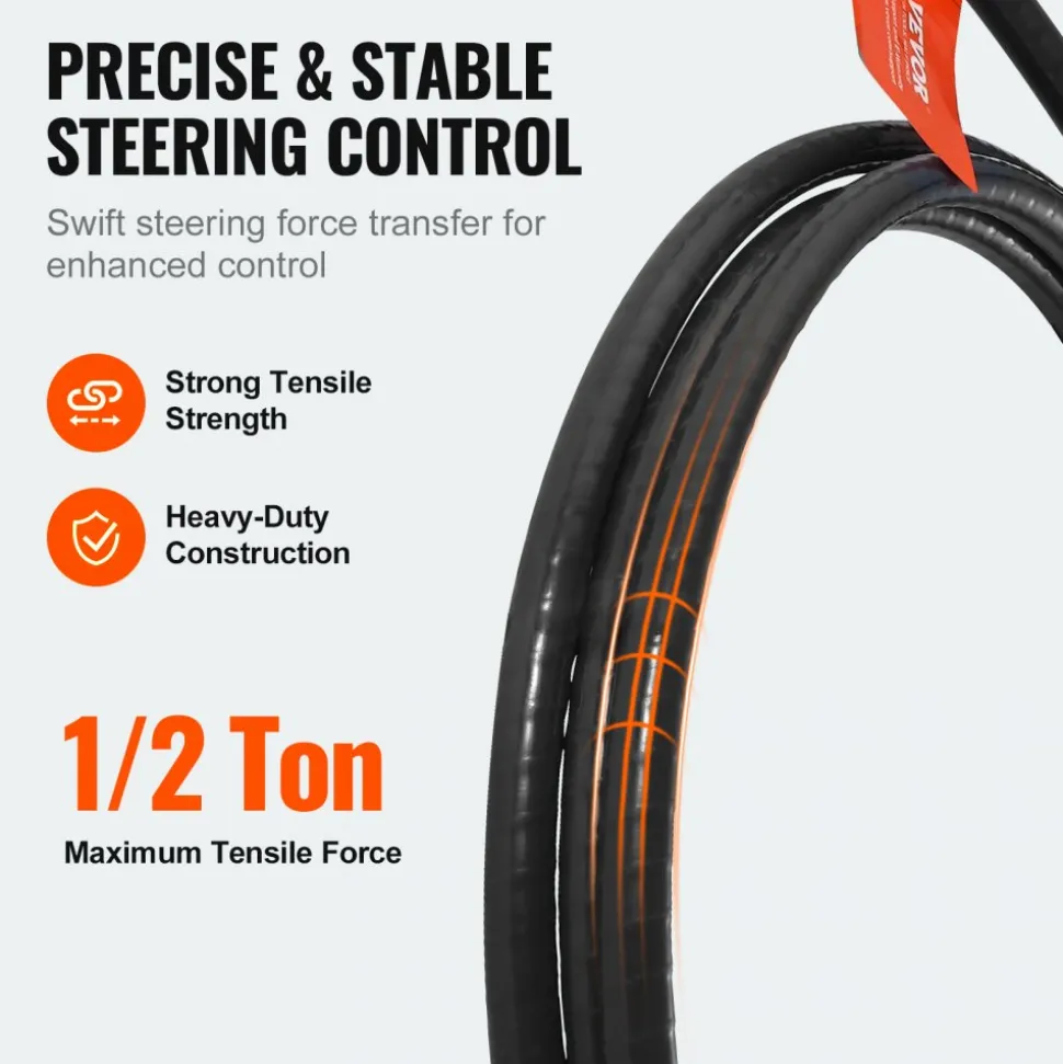 VEVOR Boat Steering Cable, 17 Feet Outboard Marine Rotary Steering Cable, 1/2 Ton High Tensile Strength, Replacement Steering Cable Compatible with Most Single-Station Outboard Steering Systems
