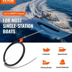 VEVOR Boat Steering Cable, 17 Feet Outboard Marine Rotary Steering Cable, 1/2 Ton High Tensile Strength, Replacement Steering Cable Compatible with Most Single-Station Outboard Steering Systems