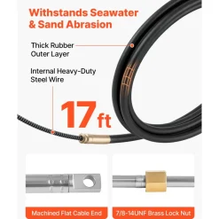 VEVOR Boat Steering System, 17 ft Boat Control Cable Outboard Rotary Steering System Kit with Aluminum Alloy Helm, Durable Marine Replacement for Fishing Boats, Small Sailboats, Speedboats, Lifeboats