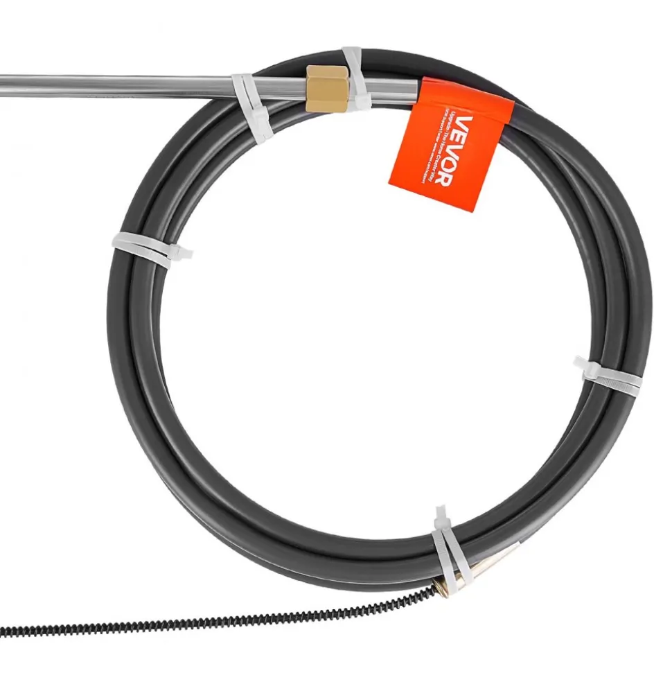 VEVOR Boat Steering System, 17 ft Boat Control Cable Outboard Rotary Steering System Kit with Aluminum Alloy Helm, Durable Marine Replacement for Fishing Boats, Small Sailboats, Speedboats, Lifeboats