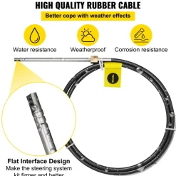 VEVOR Boat Steering System, Outboard Steering Kit with Boat Steering Control Cable 14' Steering Cable Marine Steering System 3/4" Shaft