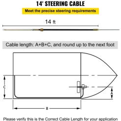 VEVOR Boat Steering System, Outboard Steering Kit with Boat Steering Control Cable 14' Steering Cable Marine Steering System 3/4