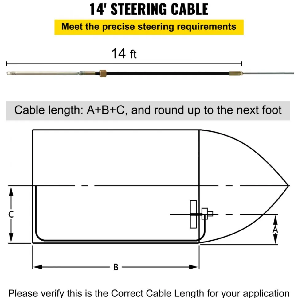 VEVOR Boat Steering System, Outboard Steering Kit with Boat Steering Control Cable 14' Steering Cable Marine Steering System 3/4" Shaft