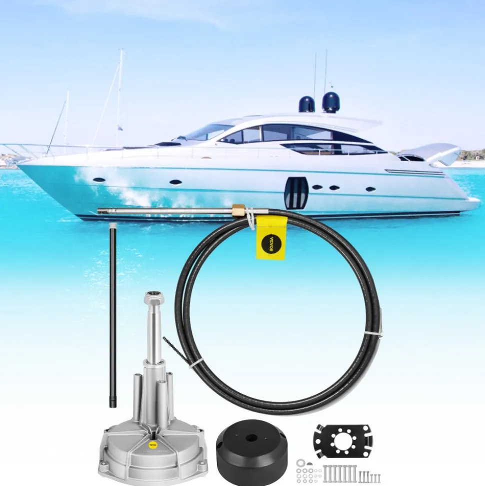 VEVOR Boat Steering System, Outboard Steering Kit with Boat Steering Control Cable 14' Steering Cable Marine Steering System 3/4" Shaft