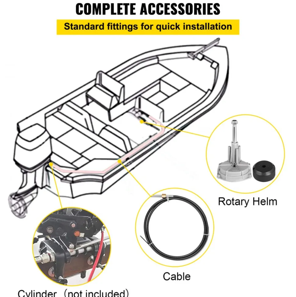 VEVOR Boat Steering System, Outboard Steering Kit with Boat Steering Control Cable 14' Steering Cable Marine Steering System 3/4" Shaft