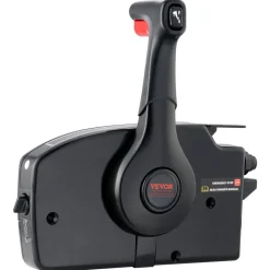 VEVOR Boat Throttle Control, 881170A15 Side-Mounted Outboard Remote Control Box for Mercury PT 2-Stroke, Marine Throttle Control Box with Power Trim Switch, 16.3 ft Harness 8+4 Pin, and Lanyard