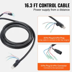 VEVOR Boat Throttle Control, 881170A15 Side-Mounted Outboard Remote Control Box for Mercury PT 2-Stroke, Marine Throttle Control Box with Power Trim Switch, 16.3 ft Harness 8+4 Pin, and Lanyard