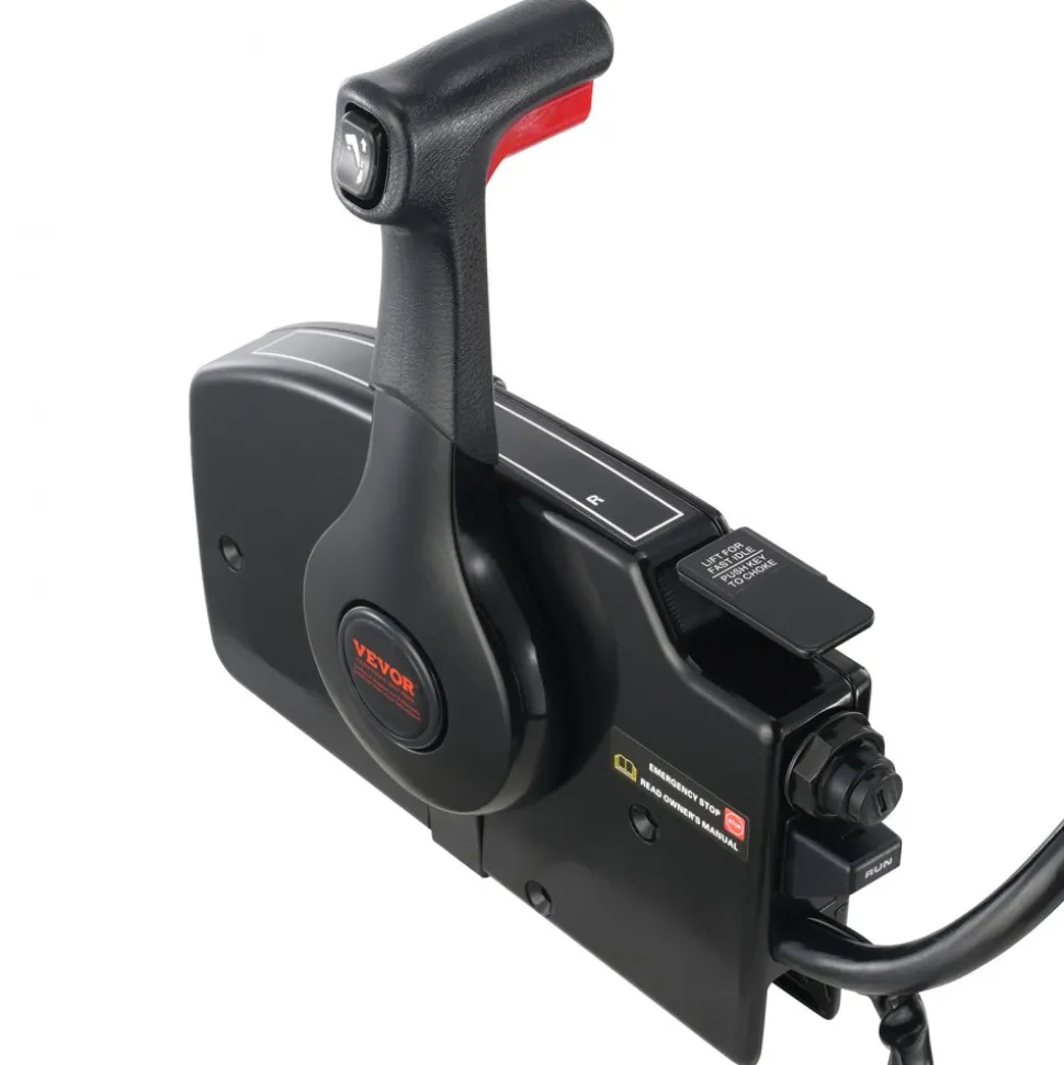 VEVOR Boat Throttle Control, 881170A15 Side-Mounted Outboard Remote Control Box for Mercury PT 2-Stroke, Marine Throttle Control Box with Power Trim Switch, 16.3 ft Harness 8+4 Pin, and Lanyard