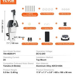 VEVOR Boat Throttle Control, 704-48205-P1 Top-Mounted Outboard Remote Control Box for Yamaha 4-Stroke, Marine Throttle Control Box with Power Trim Switch and 4.6 ft Harness with 5 Pin Connector