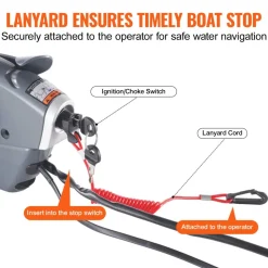 VEVOR Boat Throttle Control, 5006180 Side-Mounted Outboard Remote Control Box for Evinrude Johnson, Marine Throttle Control Box with Power Trim Switch and Lanyard