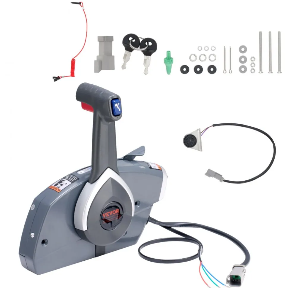 VEVOR Boat Throttle Control, 5006180 Side-Mounted Outboard Remote Control Box for Evinrude Johnson, Marine Throttle Control Box with Power Trim Switch and Lanyard