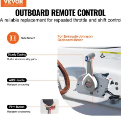 VEVOR Boat Throttle Control, 5006180 Side-Mounted Outboard Remote Control Box for Evinrude Johnson, Marine Throttle Control Box with Power Trim Switch and Lanyard