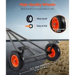 VEVOR Boat Trailer Dolly, 420lbs Load Capacity, Carbon Steel Trailer Mover with Adjustable Length, 15.7 in Pneumatic Tires and Nonslip Support Bracket, for Moving Kayak Motorboat Fishing Boat