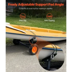 VEVOR Boat Trailer Dolly, 420lbs Load Capacity, Carbon Steel Trailer Mover with Adjustable Length, 15.7 in Pneumatic Tires and Nonslip Support Bracket, for Moving Kayak Motorboat Fishing Boat