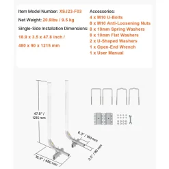 VEVOR Boat Trailer Guide, 48″ Adjustable Design Trailer Guide Poles, 2PCS High-Hardness Steel Trailer Guide-Ons, Trailer Guides with PVC Pipes, for Ski Boat, Fishing Boat or Sailboat Trailer