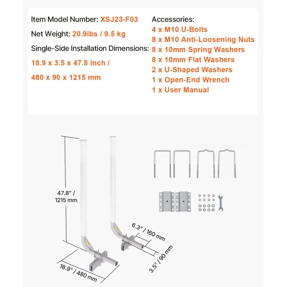VEVOR Boat Trailer Guide, 48″ Adjustable Design Trailer Guide Poles, 2PCS High-Hardness Steel Trailer Guide-Ons, Trailer Guides with PVC Pipes, for Ski Boat, Fishing Boat or Sailboat Trailer
