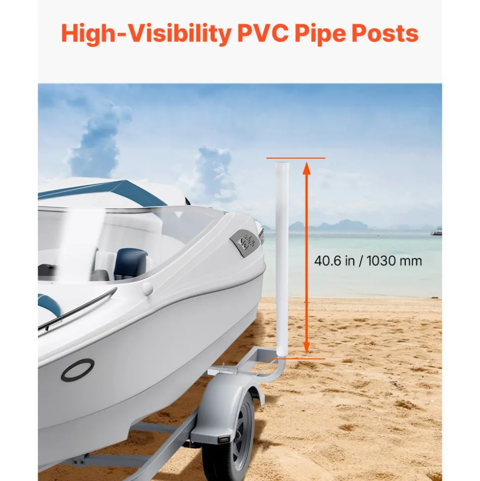 VEVOR Boat Trailer Guide, 48″ Adjustable Design Trailer Guide Poles, 2PCS High-Hardness Steel Trailer Guide-Ons, Trailer Guides with PVC Pipes, for Ski Boat, Fishing Boat or Sailboat Trailer