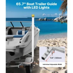 VEVOR Boat Trailer Guide, 65.7 in with LED Light Trailer Guide Poles, 2PCS High-Hardness Steel Guide-Ons, Wide Adjustable Trailers Guides with PVC Pipes, for Ski Boat, Fishing Boat, Sailboat Trailers