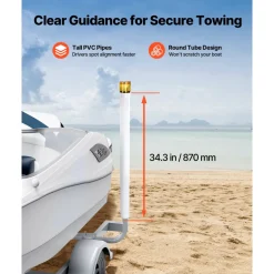 VEVOR Boat Trailer Guide, 46 in with LED Light Trailer Guide Poles, 2PCS High-Hardness Steel Guide-Ons, Wide Adjustable Trailers Guides with PVC Pipes, for Ski Boat, Fishing Boat or Sailboat Trailers