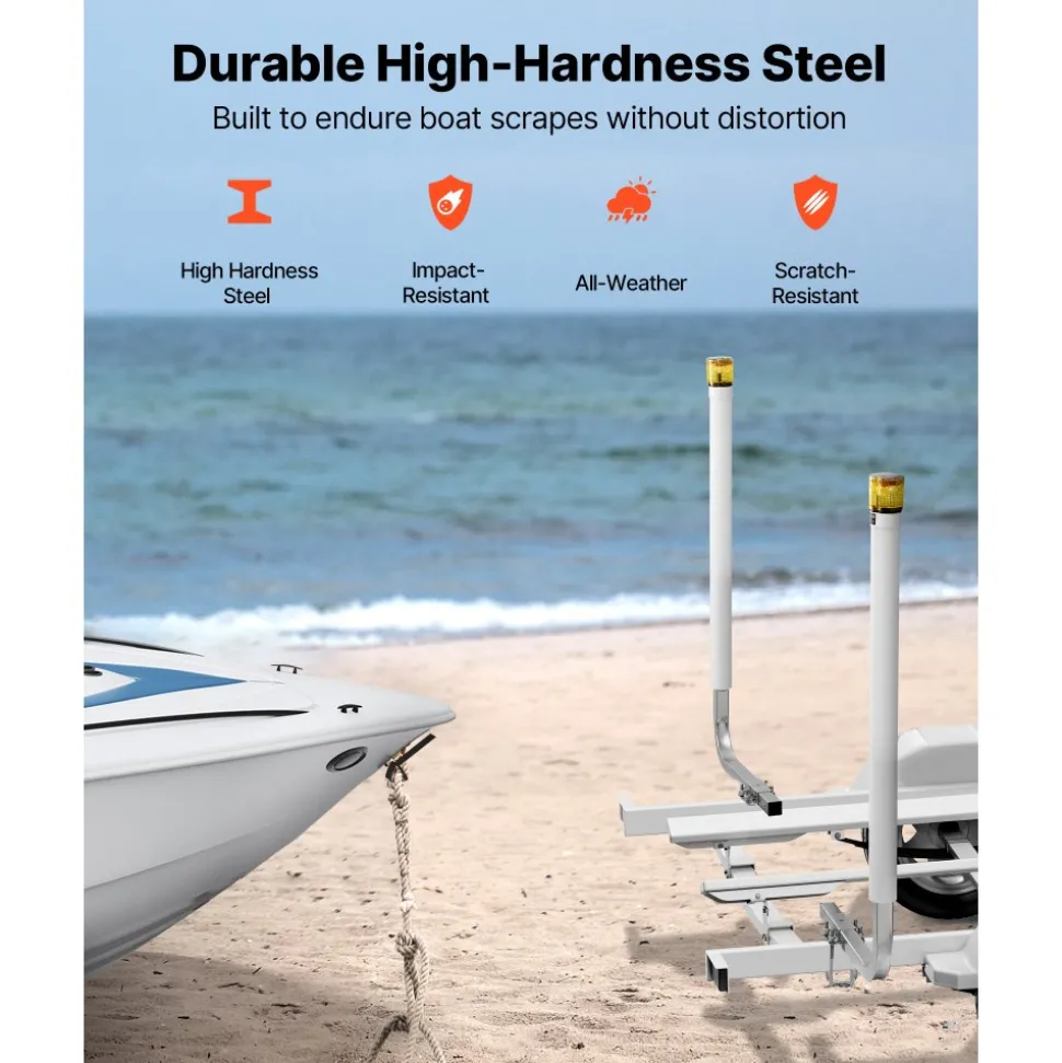 VEVOR Boat Trailer Guide, 46 in with LED Light Trailer Guide Poles, 2PCS High-Hardness Steel Guide-Ons, Wide Adjustable Trailers Guides with PVC Pipes, for Ski Boat, Fishing Boat or Sailboat Trailers