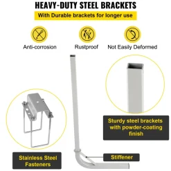 VEVOR Boat Trailer Guide-on, 60", 2PCS Steel Trailer Post Guide ons, with White PVC Tube Covers, Complete Mounting Accessories Included, for Ski Boat, Fishing Boat or Sailboat Trailer