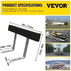 VEVOR Boat Trailer Guide-ons, 48", 2 PCS Rustproof Steel Trailer Guide ons, Trailer Guides with Carpet-Padded Boards, Mounting Parts Included, for Ski Boat, Fishing Boat or Sailboat Trailer