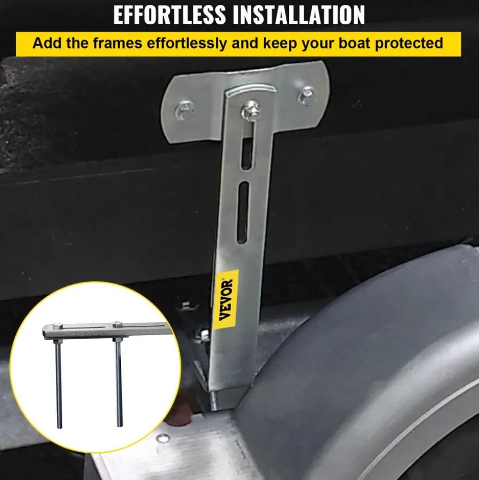 VEVOR Boat Trailer Guide-ons, 48", 2 PCS Rustproof Steel Trailer Guide ons, Trailer Guides with Carpet-Padded Boards, Mounting Parts Included, for Ski Boat, Fishing Boat or Sailboat Trailer