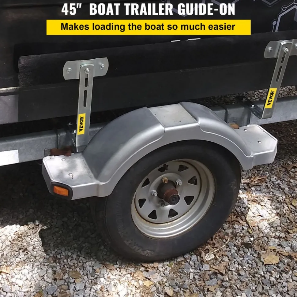 VEVOR Boat Trailer Guide-ons, 48", 2 PCS Rustproof Steel Trailer Guide ons, Trailer Guides with Carpet-Padded Boards, Mounting Parts Included, for Ski Boat, Fishing Boat or Sailboat Trailer