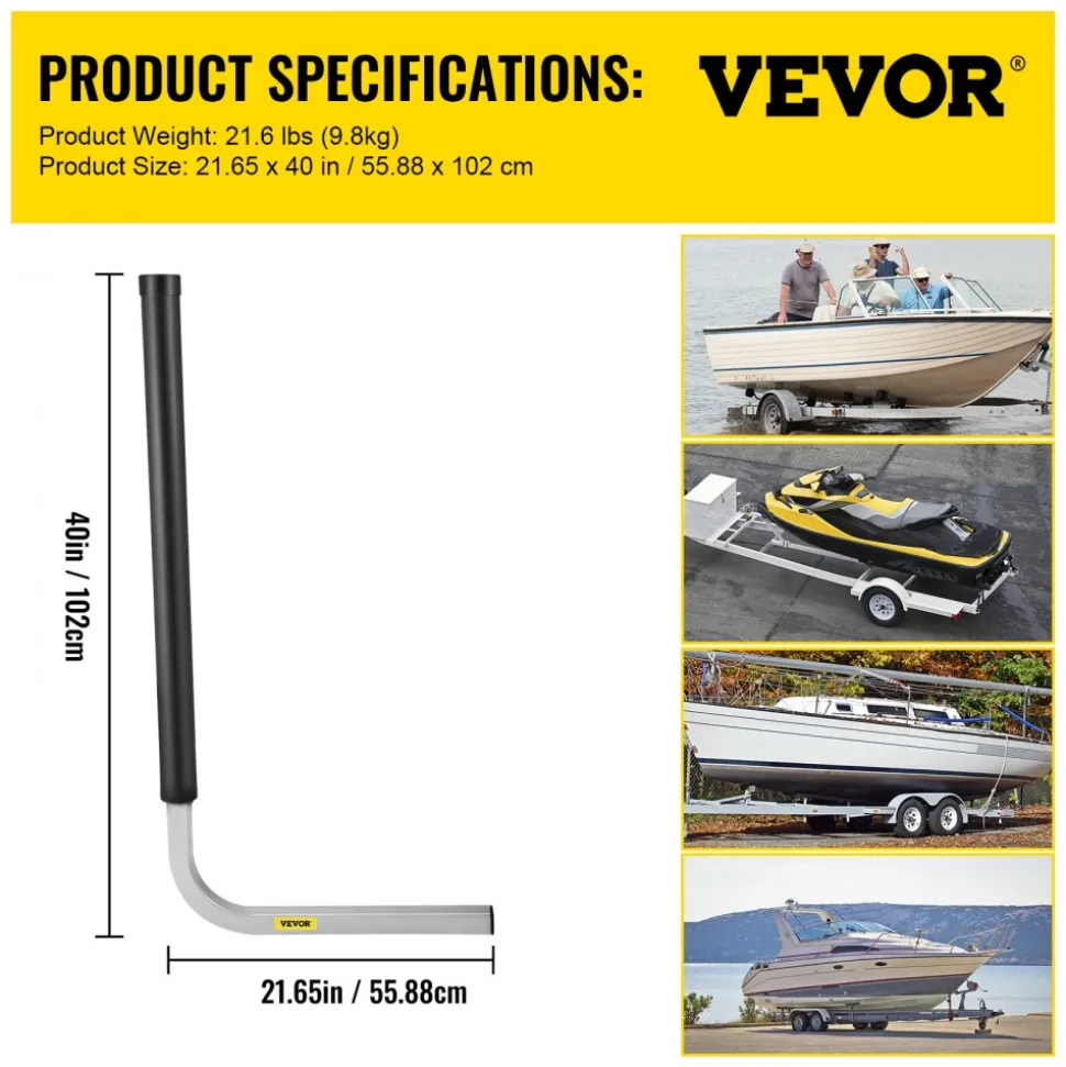 VEVOR Boat Trailer Guide-ons, 40", 2PCS Rustproof Galvanized Steel Trailer Guide ons, Trailer Guides with Black PVC Pipes, Mounting Parts Included, for Ski Boat, Fishing Boat or Sailboat Trailer