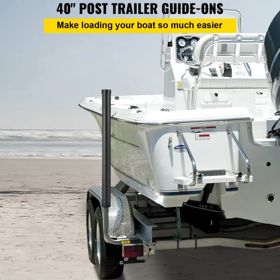VEVOR Boat Trailer Guide-ons, 40", 2PCS Rustproof Galvanized Steel Trailer Guide ons, Trailer Guides with Black PVC Pipes, Mounting Parts Included, for Ski Boat, Fishing Boat or Sailboat Trailer
