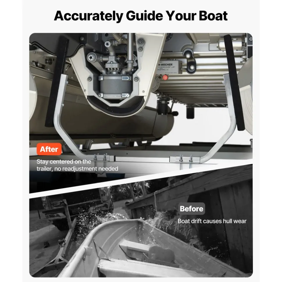 VEVOR Boat Trailer Guides, 1.2 in Adjustable Width Trailers Guide, 2PCS High-Hardness Steel Trailer Guide-Ons with Thick Support Pads, Fits L-Beam, Box or C-Channel Bunk-Style Pontoon Trailers