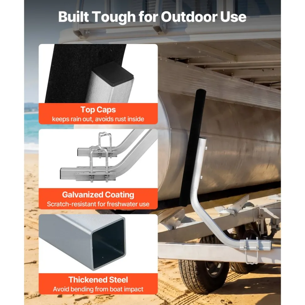 VEVOR Boat Trailer Guides, 1.2 in Adjustable Width Trailers Guide, 2PCS High-Hardness Steel Trailer Guide-Ons with Thick Support Pads, Fits L-Beam, Box or C-Channel Bunk-Style Pontoon Trailers