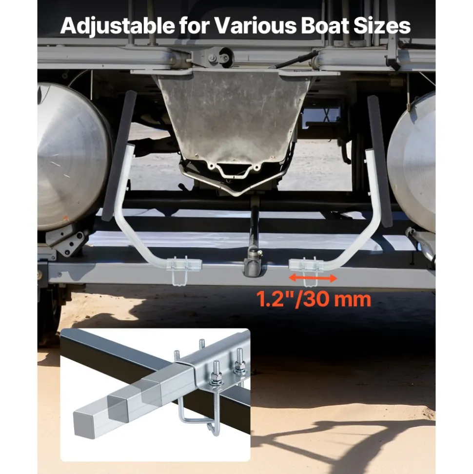 VEVOR Boat Trailer Guides, 1.2 in Adjustable Width Trailers Guide, 2PCS High-Hardness Steel Trailer Guide-Ons with Thick Support Pads, Fits L-Beam, Box or C-Channel Bunk-Style Pontoon Trailers
