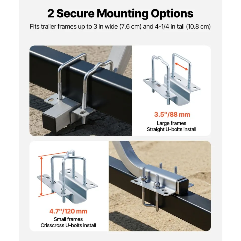 VEVOR Boat Trailer Guides, 1.2 in Adjustable Width Trailers Guide, 2PCS High-Hardness Steel Trailer Guide-Ons with Thick Support Pads, Fits L-Beam, Box or C-Channel Bunk-Style Pontoon Trailers