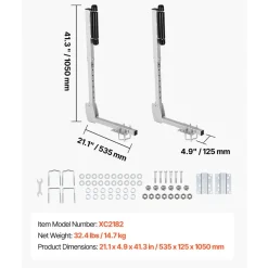 VEVOR Boat Trailer Guides, 27.6-41.3 in Height Adjustable Trailers Guide, 2PCS Thickened High-Duty Trailer Guide-Ons with Smooth Roller Guidance, for Over 16 in Larger Fishing Boats, Runabout Boats
