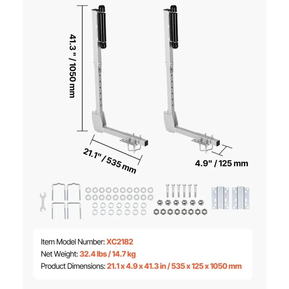 VEVOR Boat Trailer Guides, 27.6-41.3 in Height Adjustable Trailers Guide, 2PCS Thickened High-Duty Trailer Guide-Ons with Smooth Roller Guidance, for Over 16 in Larger Fishing Boats, Runabout Boats