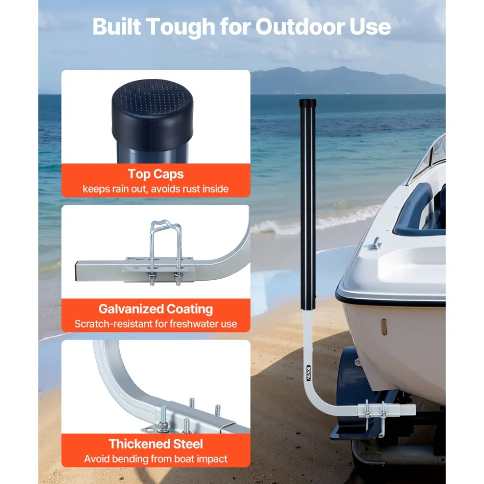VEVOR Boat Trailer Guides, 16.7 in/18.7 in Height Adjustable Trailers Guide, 2PCS Thickened Steel Trailer Guide-Ons with Thick Support Pads, Fits L-Beam, Box or C-Channel Bunk-Style Pontoon Trailers