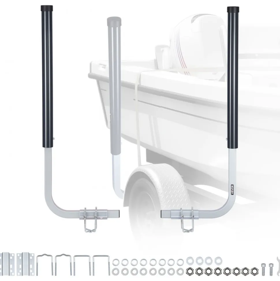 VEVOR Boat Trailer Guides, 16.7 in/18.7 in Height Adjustable Trailers Guide, 2PCS Thickened Steel Trailer Guide-Ons with Thick Support Pads, Fits L-Beam, Box or C-Channel Bunk-Style Pontoon Trailers