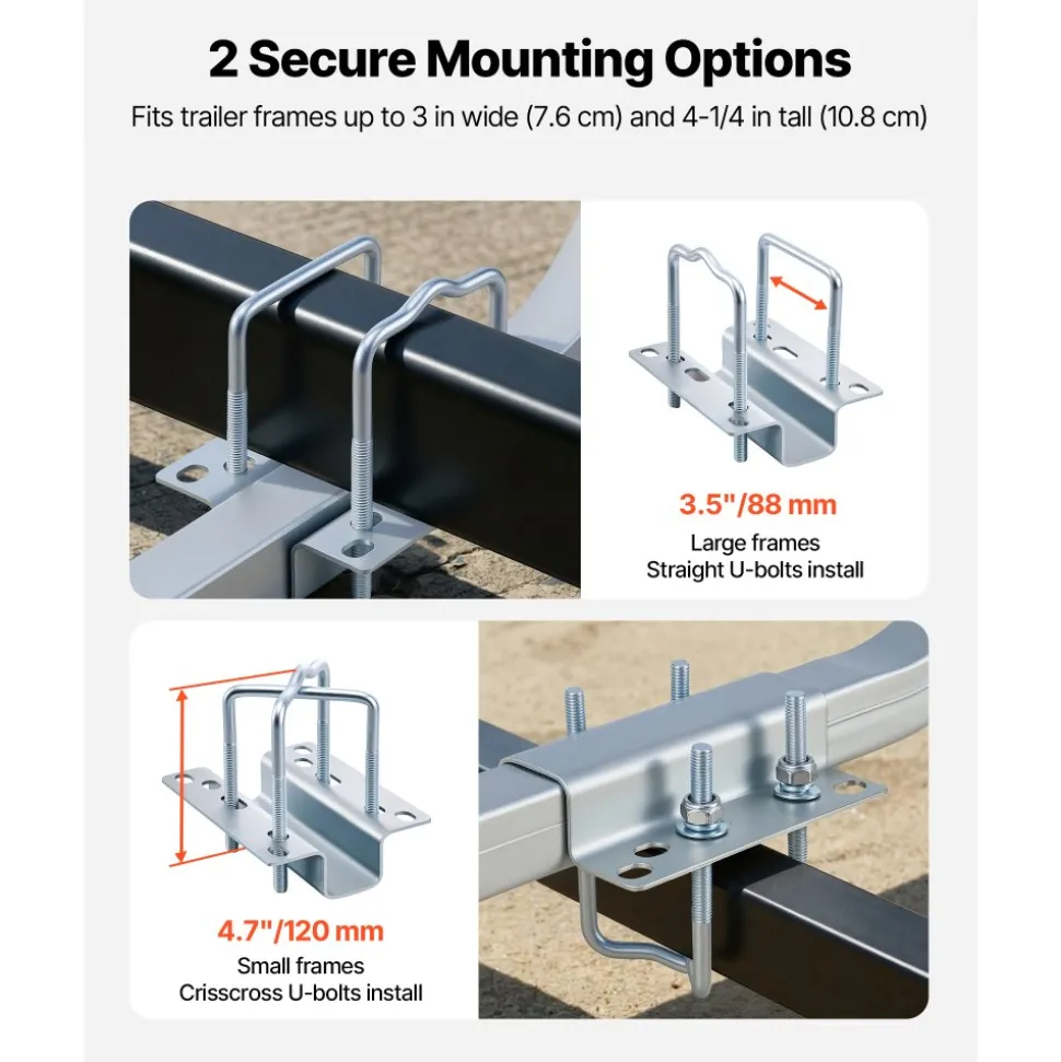 VEVOR Boat Trailer Guides, 16.7 in/18.7 in Height Adjustable Trailers Guide, 2PCS Thickened Steel Trailer Guide-Ons with Thick Support Pads, Fits L-Beam, Box or C-Channel Bunk-Style Pontoon Trailers