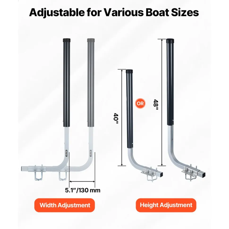 VEVOR Boat Trailer Guides, 16.7 in/18.7 in Height Adjustable Trailers Guide, 2PCS Thickened Steel Trailer Guide-Ons with Thick Support Pads, Fits L-Beam, Box or C-Channel Bunk-Style Pontoon Trailers