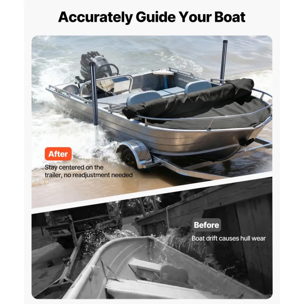 VEVOR Boat Trailer Guides, 16.7 in/18.7 in Height Adjustable Trailers Guide, 2PCS Thickened Steel Trailer Guide-Ons with Thick Support Pads, Fits L-Beam, Box or C-Channel Bunk-Style Pontoon Trailers