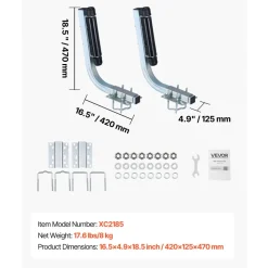 VEVOR Boat Trailer Guides, 18.5 in/20.5 in Height Adjustable Trailers Guide, 2PCS Thickened High-Duty Steel Trailer Guide-Ons with Smooth Roller Guidance, for V-Hull Boats, Small to Mid-Size Boats