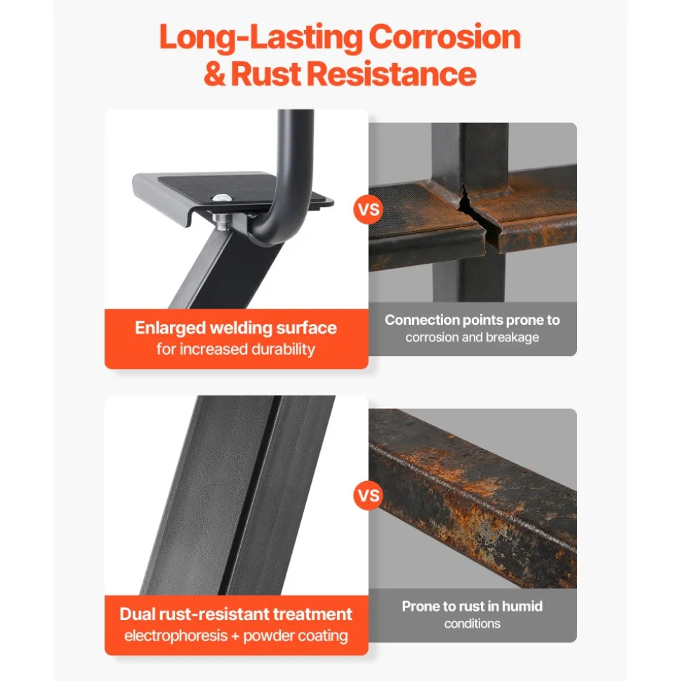 VEVOR Boat Trailer Steps, 3-Step, Heavy-Duty Boat Trailer Steps with Handle, Non-Slip Surface, 3 Mounting Angle Options, Carbon Steel Ladder Suitable for 3" x 3"/3" x 5"/4" x 4" Frame, Bottom Mounting