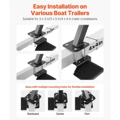 VEVOR Boat Trailer Steps, 3-Step, Heavy-Duty Boat Trailer Steps with Handle, Non-Slip Surface, 3 Mounting Angle Options, Carbon Steel Ladder Suitable for 3