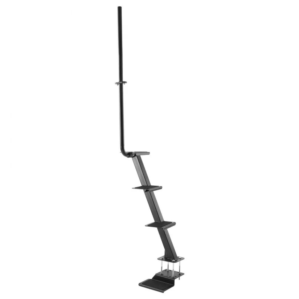 VEVOR Boat Trailer Steps, 4-Step, Heavy-Duty Boat Trailer Steps with Handle, Non-Slip Surface, 3 Mounting Angle Options, Carbon Steel Ladder Suitable for 3" x 3"/3" x 5"/4" x 4" Frame, Bottom Mounting