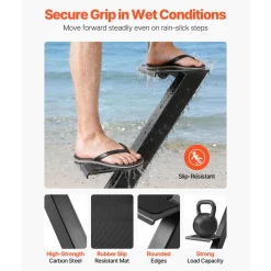 VEVOR Boat Trailer Steps, 3-Step, Heavy-Duty Boat Trailer Steps with Handle, Non-Slip Surface, 3 Mounting Angle Options, Carbon Steel Ladder Suitable for 3
