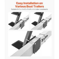 VEVOR Boat Trailer Steps, 3-Step, Heavy-Duty Boat Trailer Steps with Handle, Non-Slip Surface, 3 Mounting Angle Options, Carbon Steel Ladder Suitable for 3
