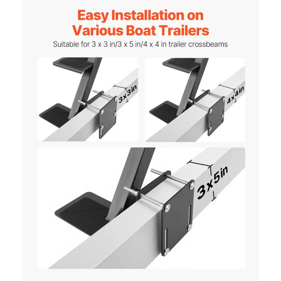 VEVOR Boat Trailer Steps, 3-Step, Heavy-Duty Boat Trailer Steps with Handle, Non-Slip Surface, 3 Mounting Angle Options, Carbon Steel Ladder Suitable for 3" x 3"/3" x 5"/4" x 4" Frame, Side Mounting